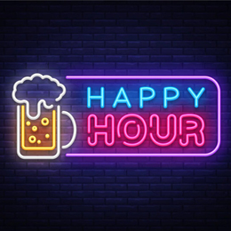 happy hour bar neon signs